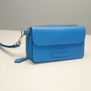 Vera Bradley Coastal Blue Faux Leather Snap And Zip Case